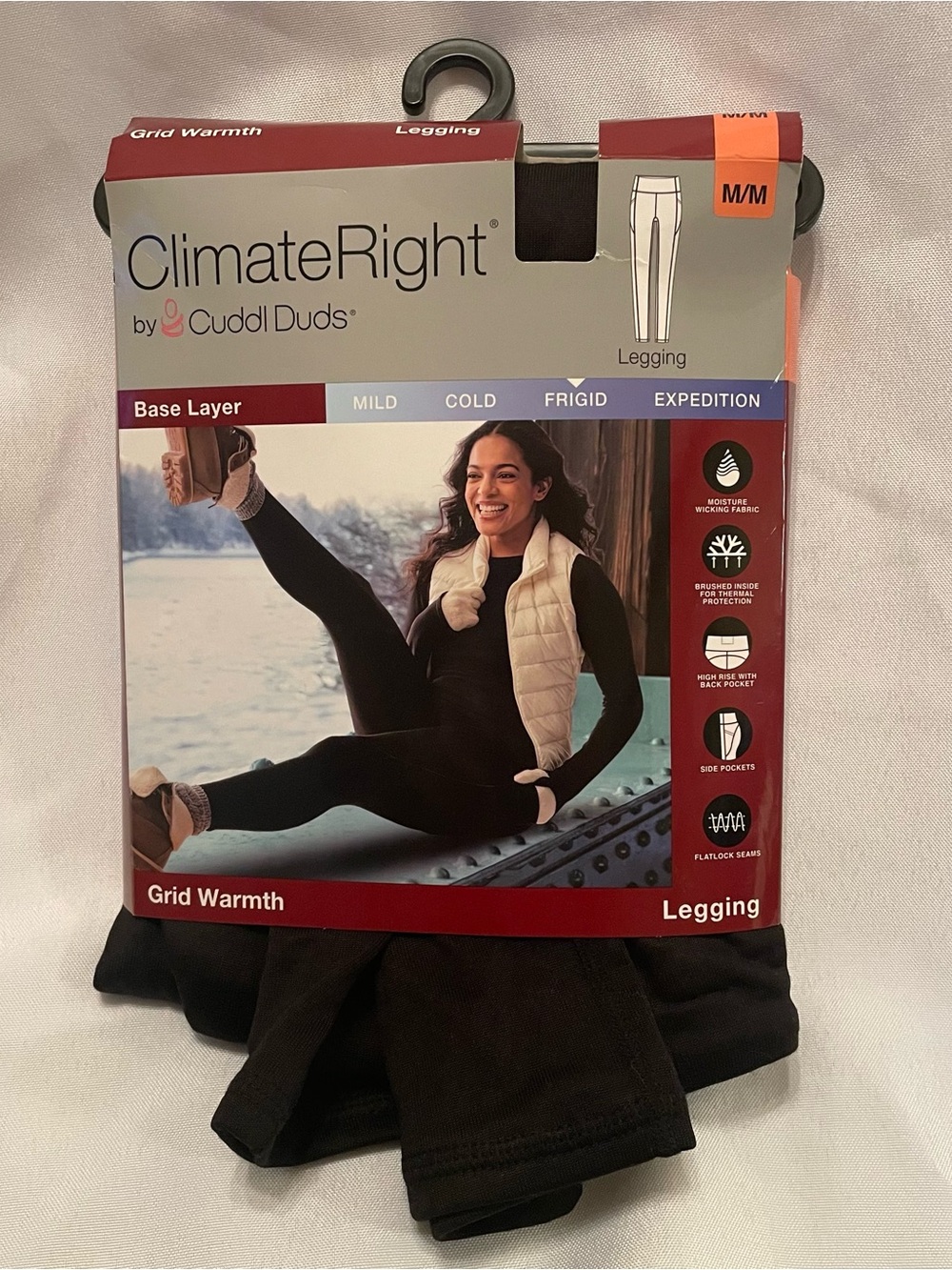 ClimateRight by Cuddl Duds Grid Warmth Black Legging for Frigid Temps NWT Size M